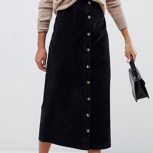 ASOS Cord Button Through Midi Skirt